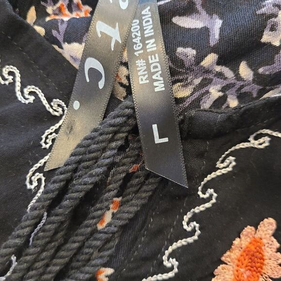 ETC Tunic Floral Bohemian Hippie Flowy Sz L - Picture 12 of 16